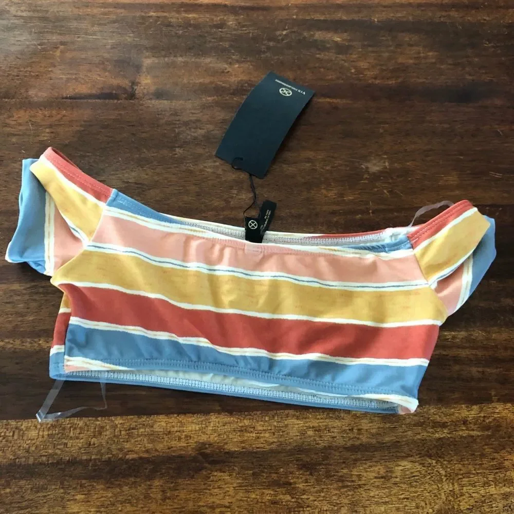 VIX ❤️‍🔥 STRIPED MULTI COLORED SHOULDER BIKINI TOP NWT SIZE SMALL - Picture 5 of 5